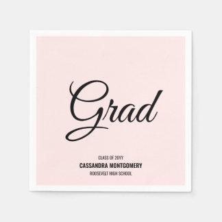 Pink Minimalist Modern Graduation Party Napkin