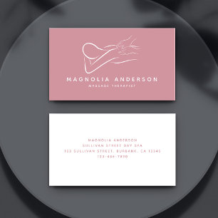 Pink Minimalist Modern Massage Therapist Business Card