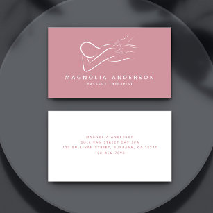 Pink Minimalist Modern   Massage Therapist Business Card