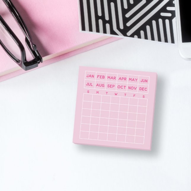 Pink Minimalist Monthly Planner Mini Calendar Post-it Notes (Creator Uploaded)
