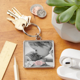Pink Minimalist Photo Mother's Day Keychain