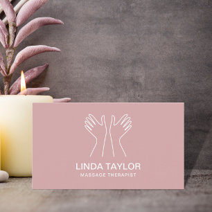 Pink Minimalist Professional Massage Therapist Business Card