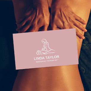 Pink Minimalist Professional Massage Therapist Business Card