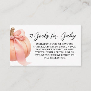 Pink Minimalist Pumpkin Baby Shower Books for Baby Enclosure Card
