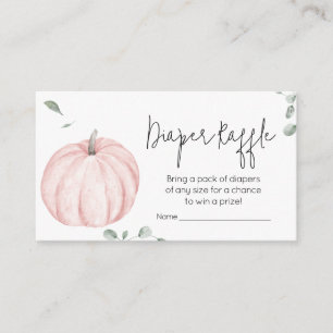 Pink Minimalist Pumpkin Baby Shower Diaper Raffle Enclosure Card