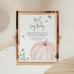 Pink Minimalist Pumpkin Baby Shower Don't Say Baby Poster