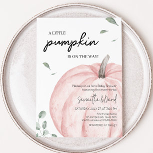 Pink Minimalist Pumpkin Baby Shower Invitation
