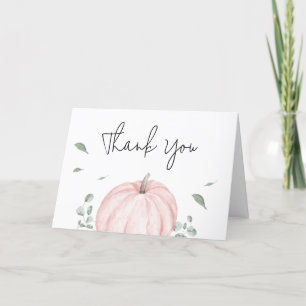 Pink Minimalist Pumpkin Baby Shower Thank You Card