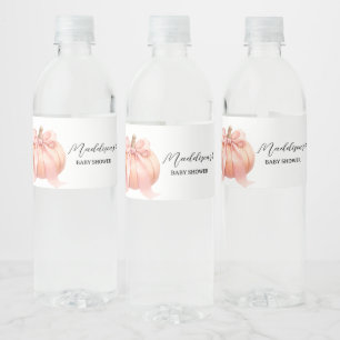 Pink Minimalist Pumpkin Baby Shower Water Bottle Label