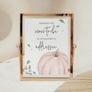 Pink Minimalist Pumpkin Envelope Station Poster