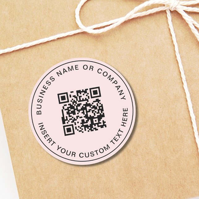 Pink Minimalist QR Code Business Simple Classic Round Sticker (Creator Uploaded)