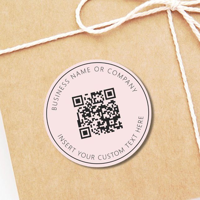 Pink Minimalist QR Code Business Simple Classic Round Sticker (Creator Uploaded)