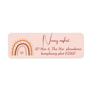 Pink minimalist rainbow return address label