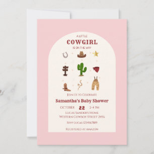 Pink Minimalist Rodeo Cowgirl Baby Shower Invitation