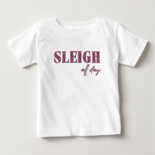 Pink Minimalist Sleigh All Day Kids Baby T-Shirt