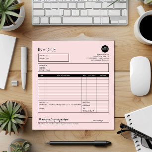 Pink Minimalist Small Business Invoice Template Notepad