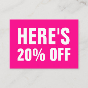 Pink minimalist trendy simple modern discount card