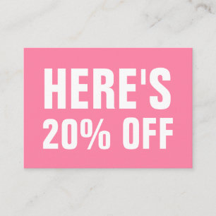 Pink minimalist trendy simple modern discount card