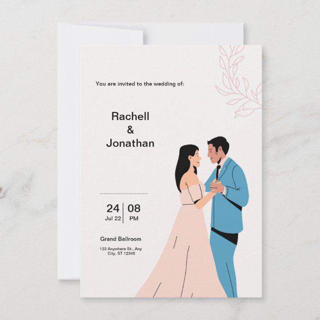 Pink Minimalist Wedding Invitation (Front)
