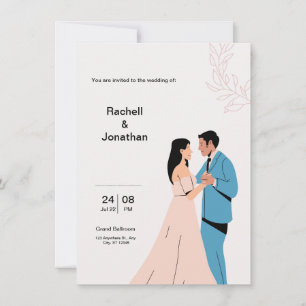Pink Minimalist Wedding Invitation