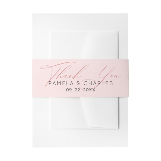 Pink minimalistic background thank you typography invitation belly band (Front Example)