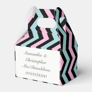Pink mint and greystripe chevron wedding favour box