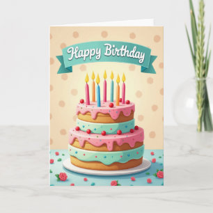 Pink Mint Birthday Card