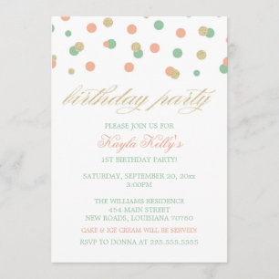 Pink & Mint Birthday Invitations