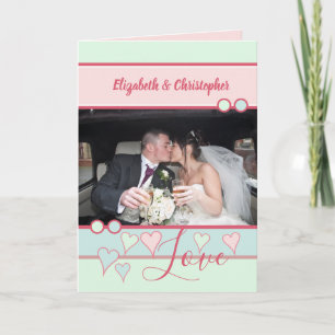 Pink mint blue anniversary with photo card