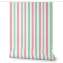 Pink, Mint Green and White Nursery Stripe