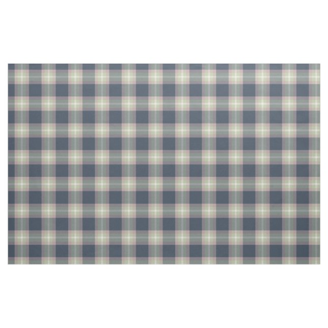 Pink Mint Green Dark Blue Tartan Squares Pattern Fabric (Fat Quarter)