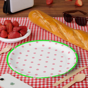 Pink Mint Green Geometric Polka Dots Paper Plate