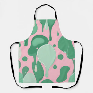 Pink Mint Green Melting Drip Pattern Abstract Apron