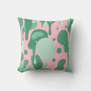 Pink Mint Green Melting Drip Pattern Abstract  Cushion