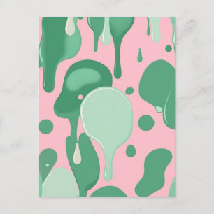 Pink Mint Green Melting Drip Pattern Abstract  Postcard