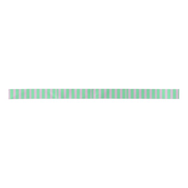 Pink Mint Green Striped Christmas Ribbon Satin Ribbon (Front)