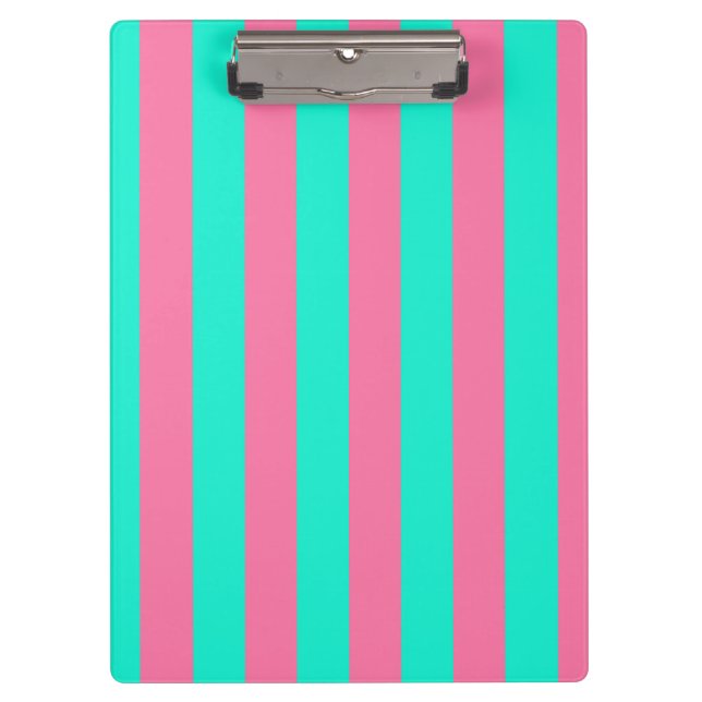 Pink Mint Green Stripes Design  Clipboard (Front)