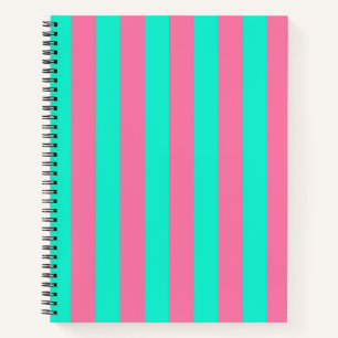 Pink Mint Green Stripes Design Notebook