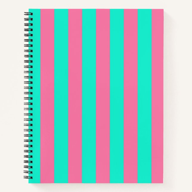 Pink Mint Green Stripes Design  Notebook (Front)