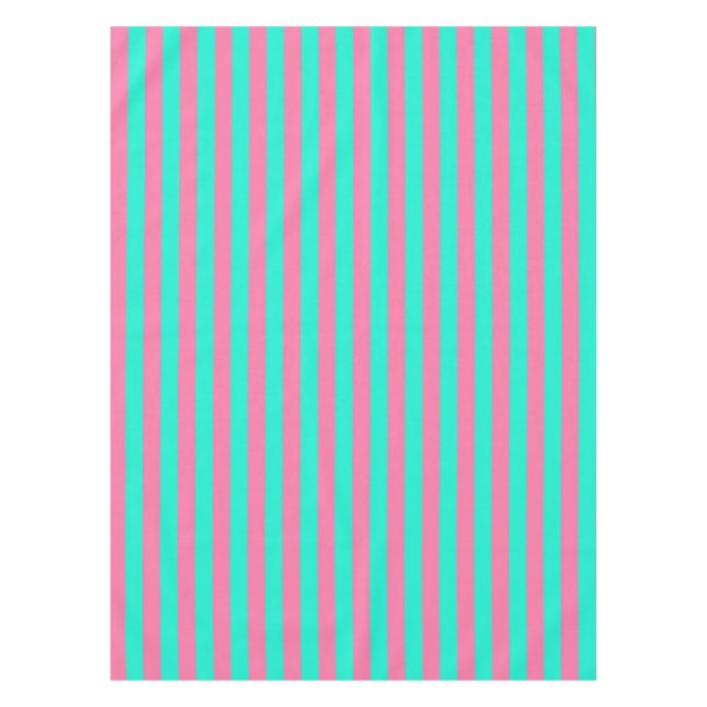 Pink Mint Green Stripes Design  Tablecloth (Front)