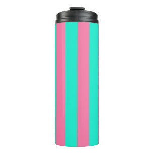 Pink Mint Green Stripes Design  Thermal Tumbler