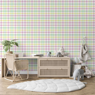 Pink Mint Green Yellow White Plaid Pattern Wallpaper