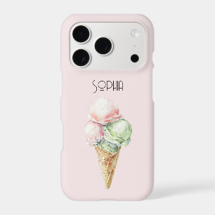 Pink Mint Ice Cream Cone