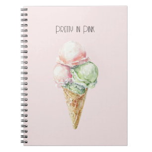 Pink Mint Ice Cream Cone Notebook