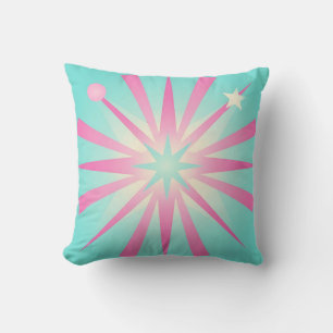 Pink Mint Retro Starburst Glow Cushion
