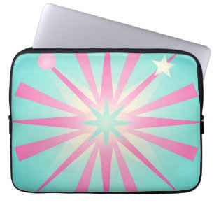 Pink Mint Retro Starburst Glow Laptop Sleeve