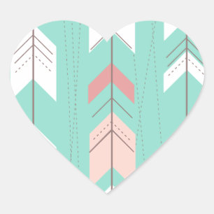 Pink Mint Tribal Aztec Heart Sticker