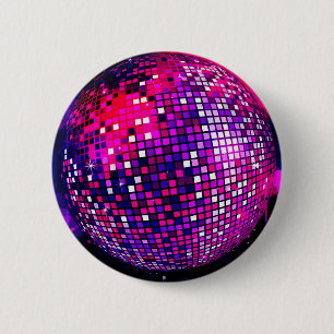 Pink Mirror Ball 6 Cm Round Badge