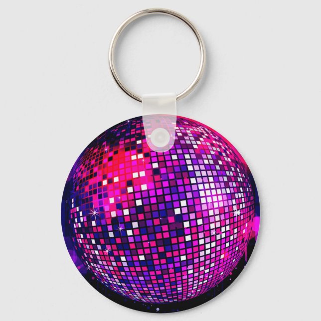 Pink Mirror Ball Key Ring (Front)