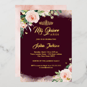 Pink Mis Quince Floral Quinceanera Birthday